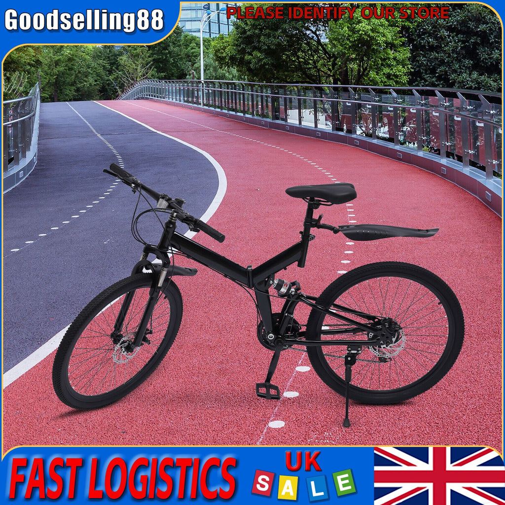 26" 21-Speed Folding Mountain Bike Foldable Bicycle Disc Brake Mountain Bike NEW