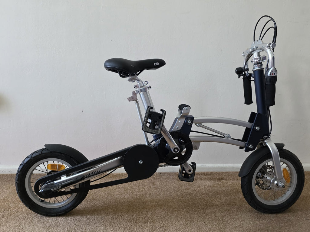 Mobiky Genius Folding Bike 16in Aluminium 1-Speed Mechanical Disc, Silver/Black