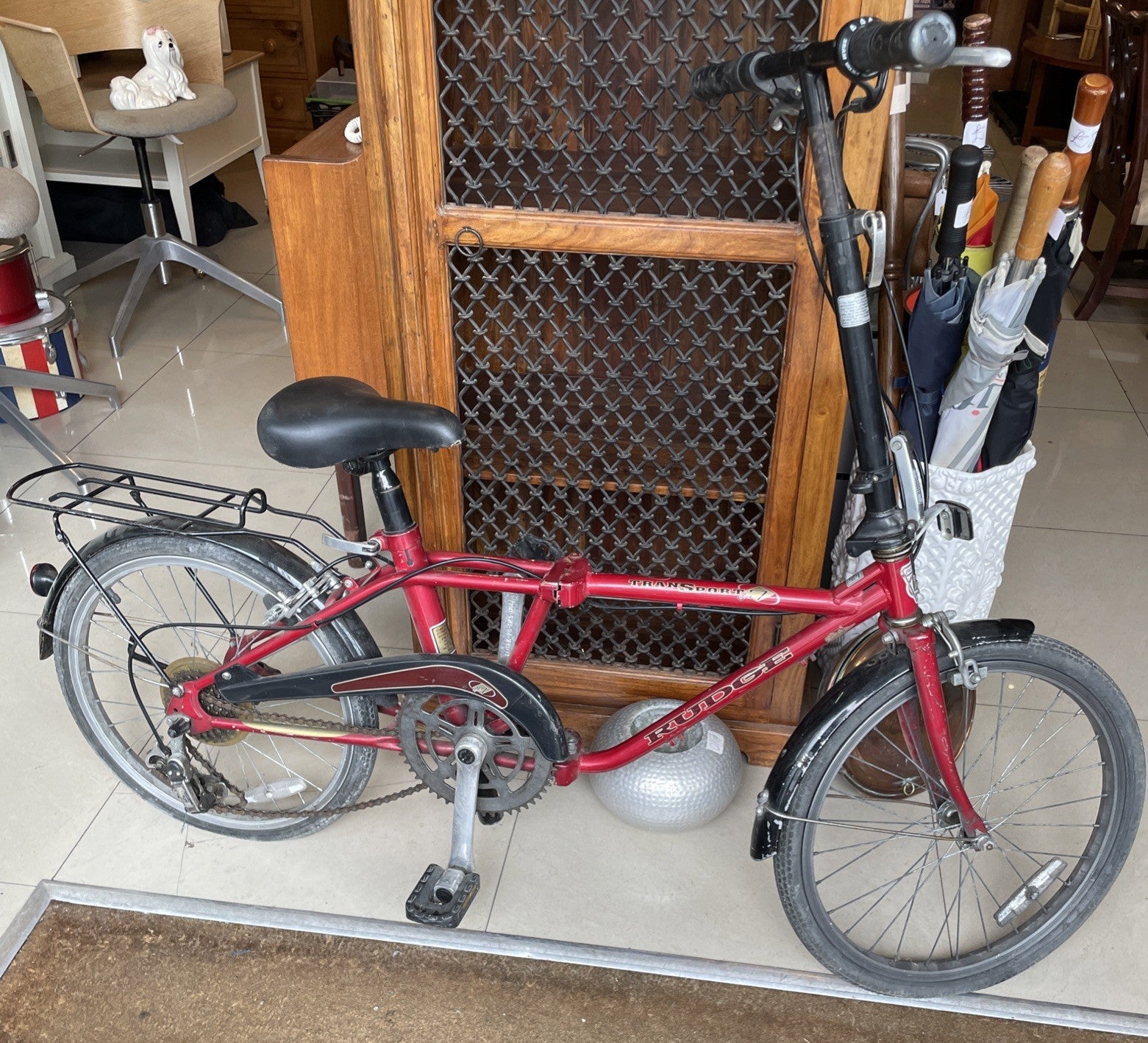 RARE VINTAGE RED RUDGE TRANSPORT 7 FOLD UP BIKE BICYCLE FOR RESTORATION