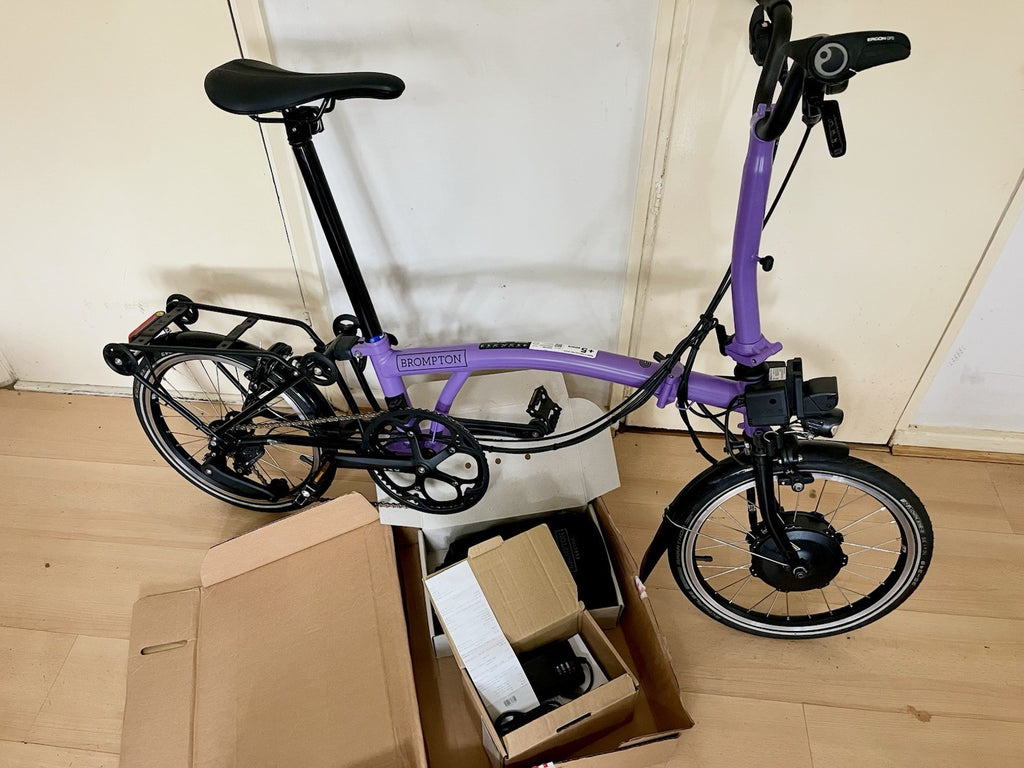 Brompton M4L Electric P-Line 4-Speed Mid-Folding Bike Pop Lilac