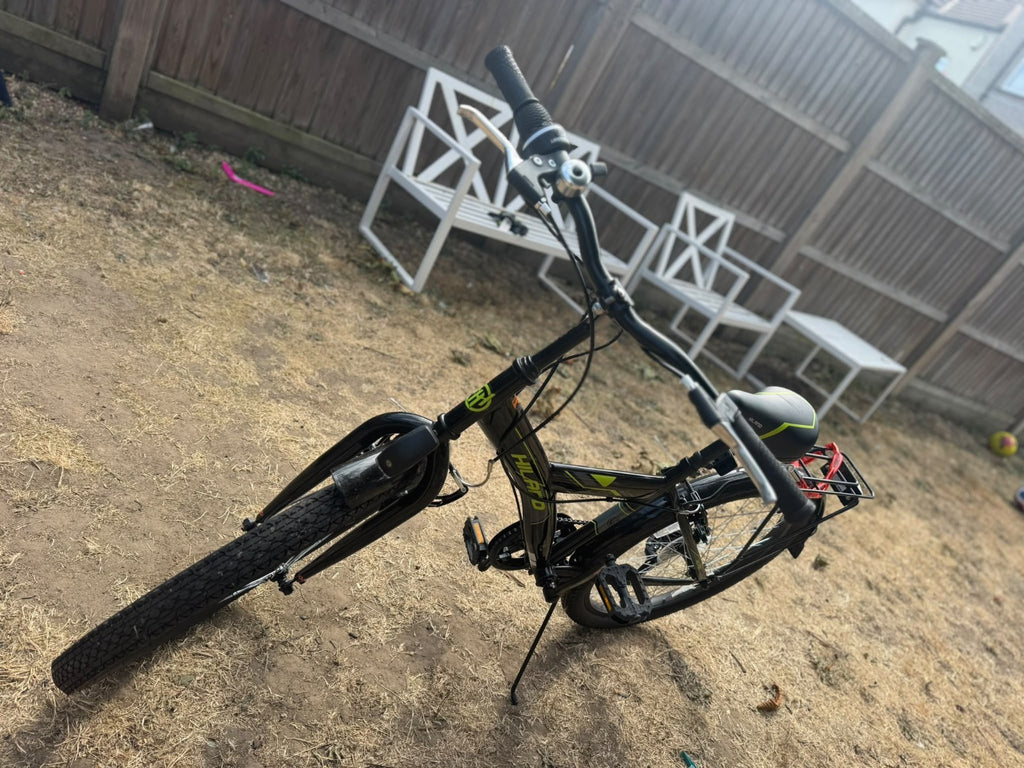 HILAND 20in Folding Bike 7-Speed Black/Green Rear Rack Mudguards Rim Brakes
