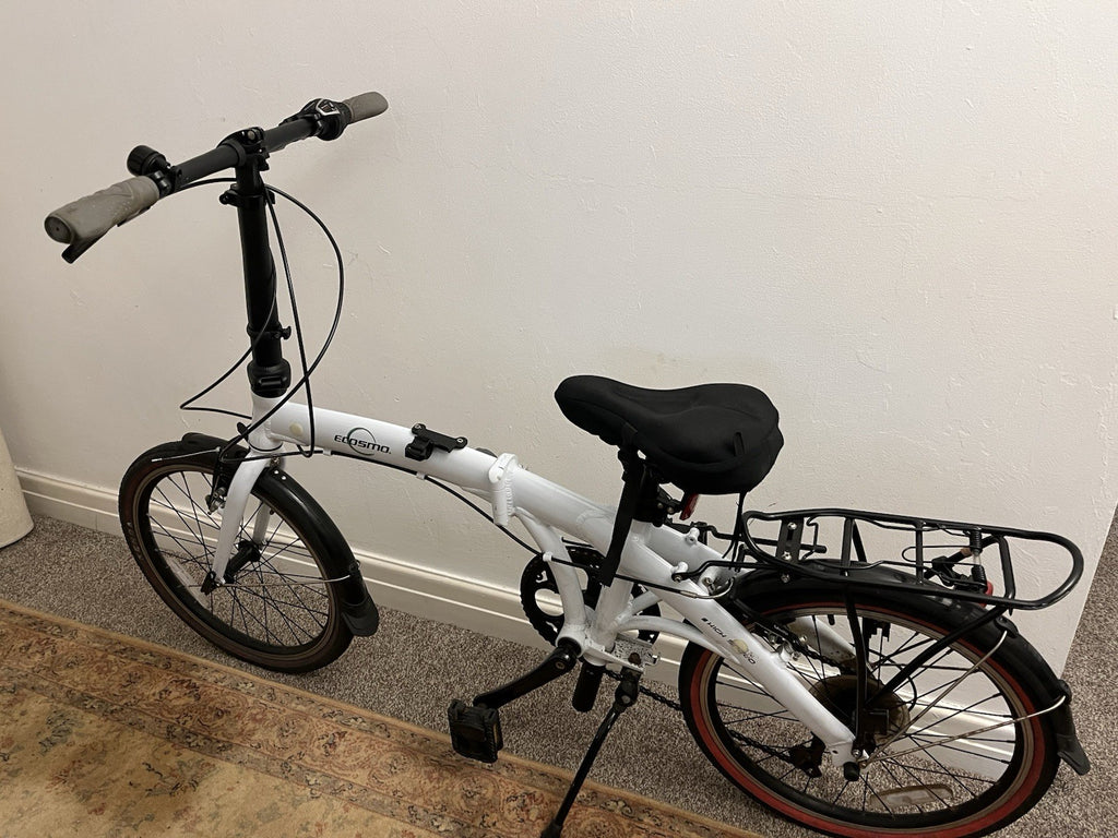 Folding City Bicycle Ecosmo 20" Wheel White, Alloy 7SP Shimano, 12kg-20AF09W