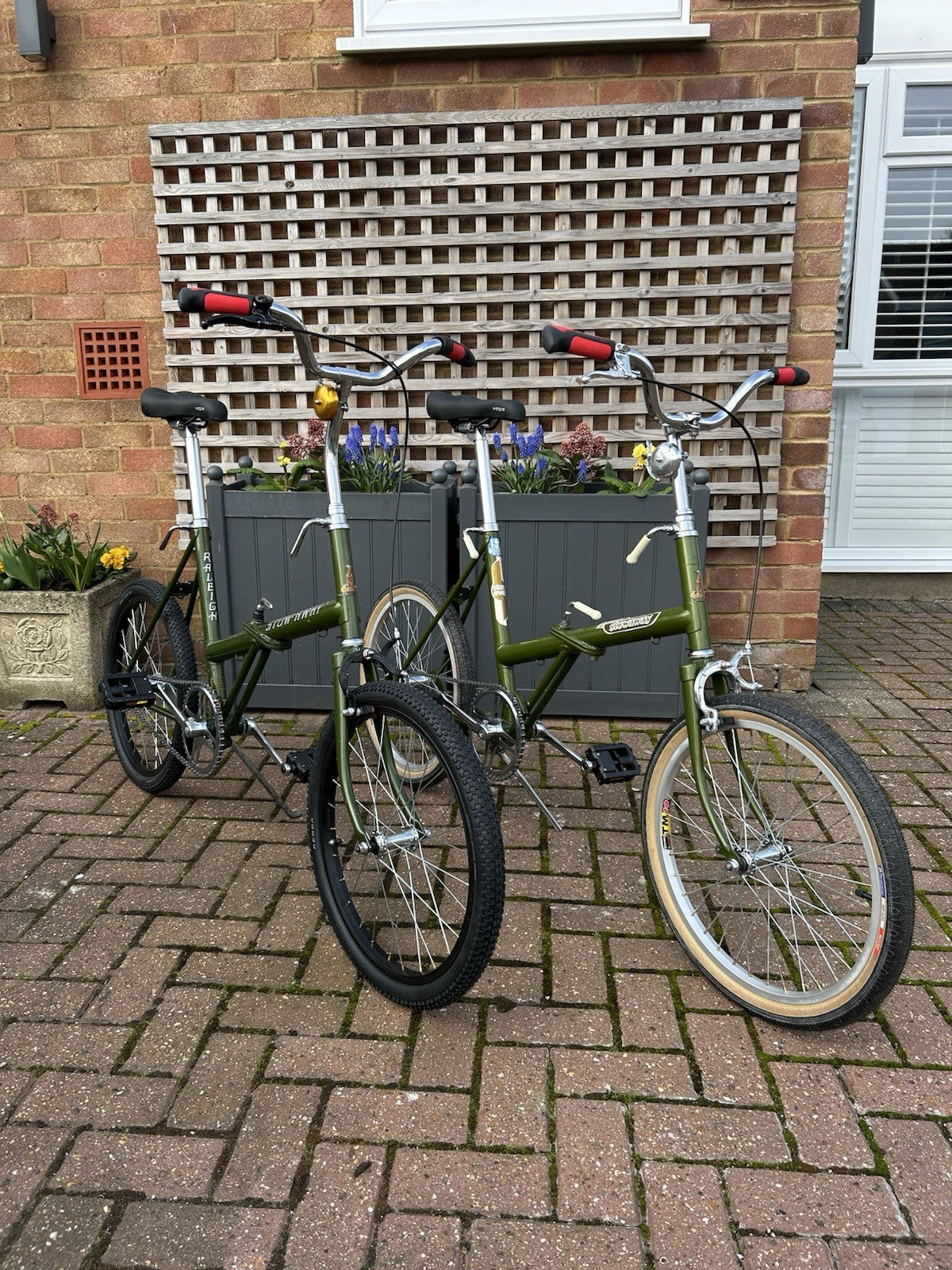 Pair of Customised Retro Nottingham-built Steel Raleigh Stowaway Folding Bikes
