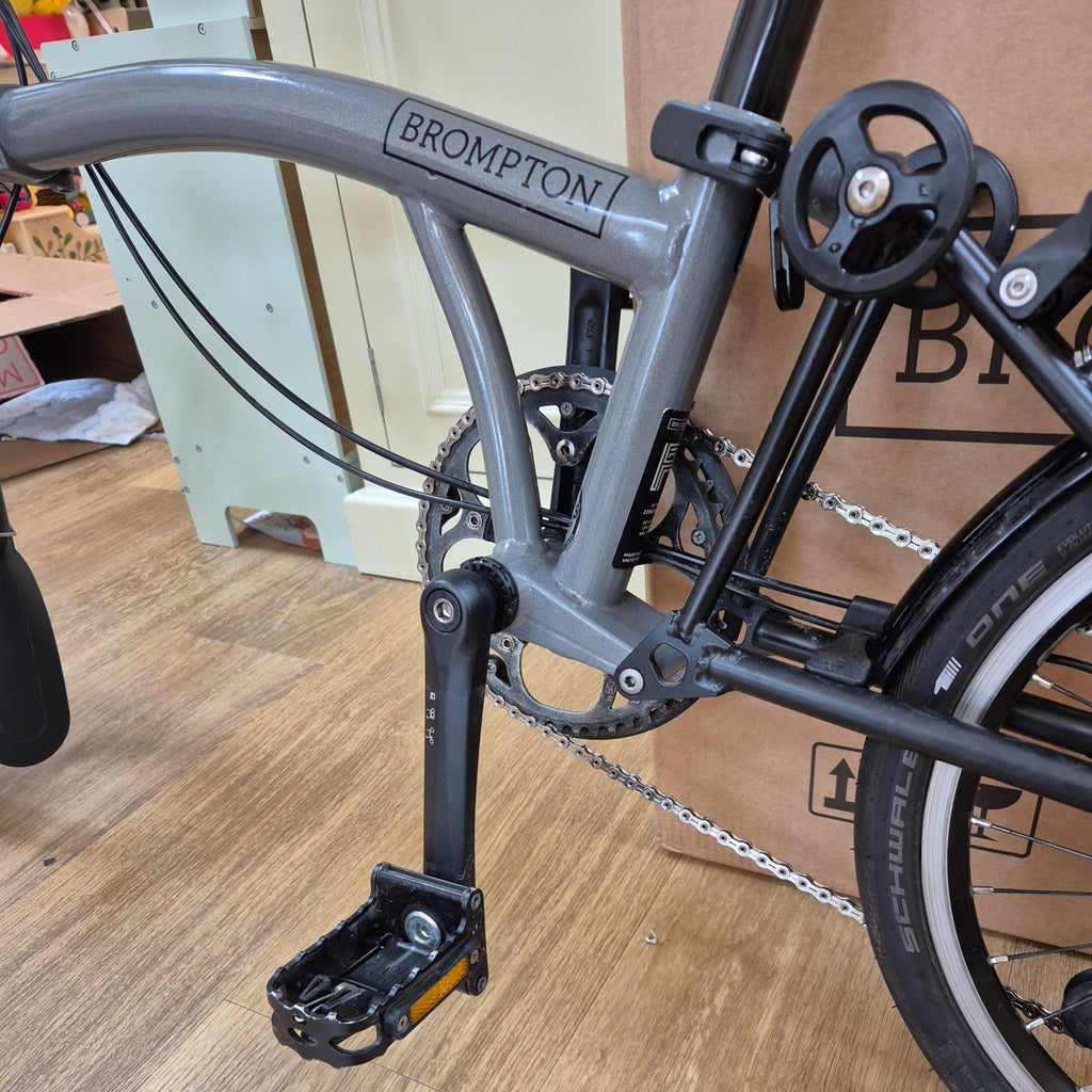 Brompton P Line 4 Speed Titanium Folding Bike Silver Black