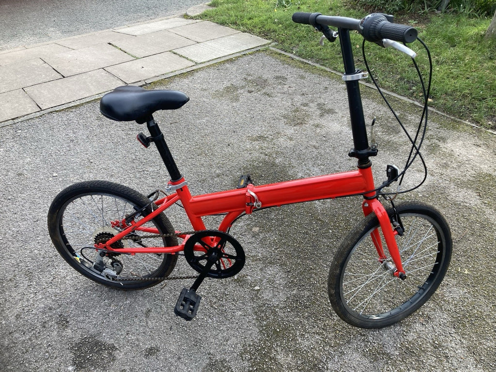 Bright Red Folding Bike with 7 Speed