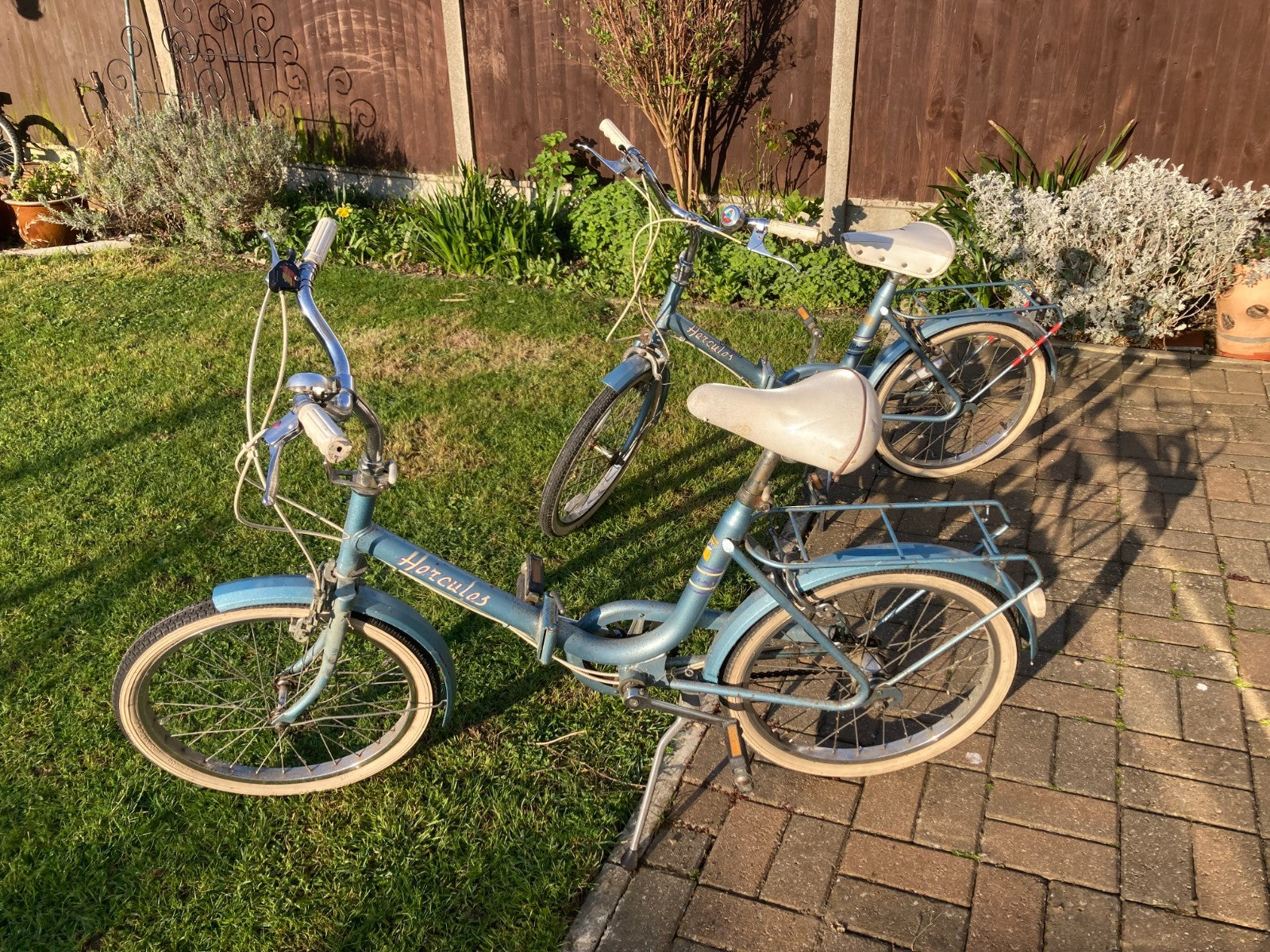 The Vintage Retro 1970s Hercules Compact folding bikes in blue