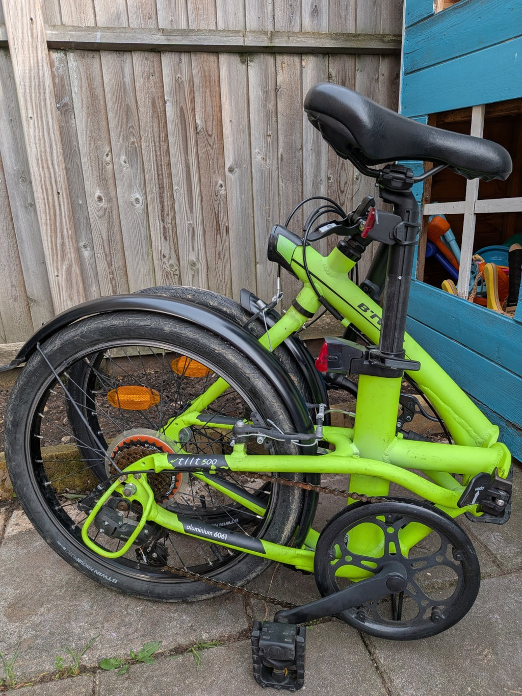 BTWIN Tilt 500 Neon Yellow 7 Speed Decathlon Folding Bike Great Condition Ch65