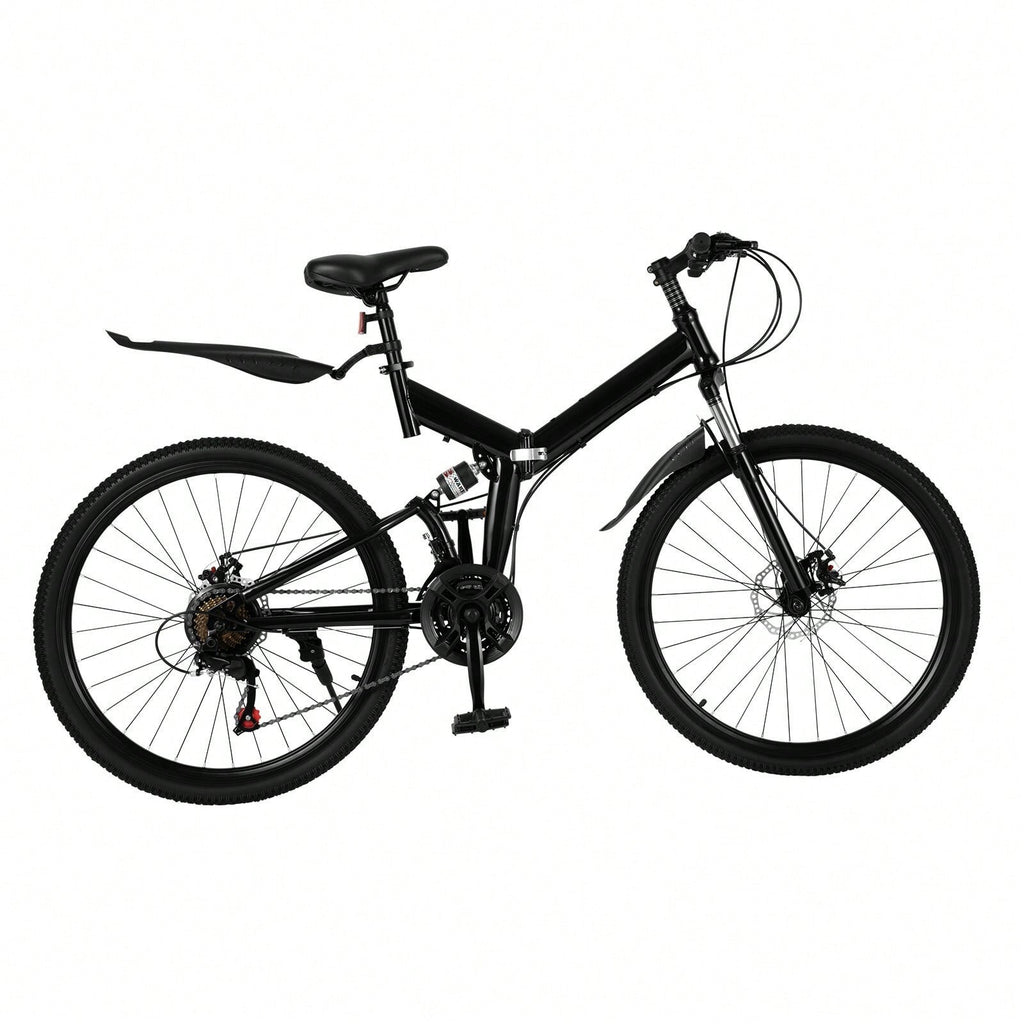 26 in Folding Mountain Bike 21-Speed MTB Bicycle Full Suspension Disc Brake Bike
