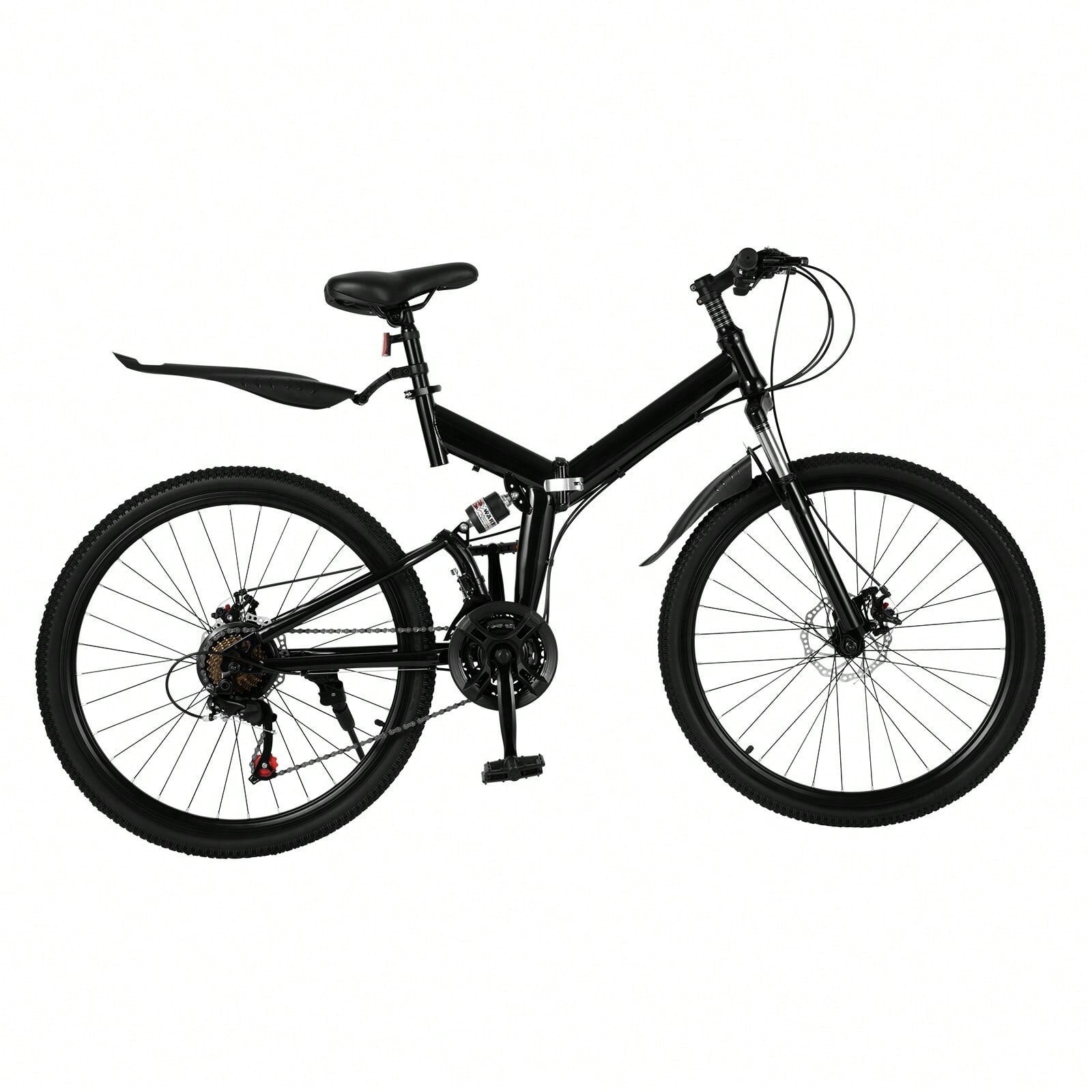 26 in Folding Mountain Bike 21-Speed MTB Bicycle Full Suspension Disc Brake Bike