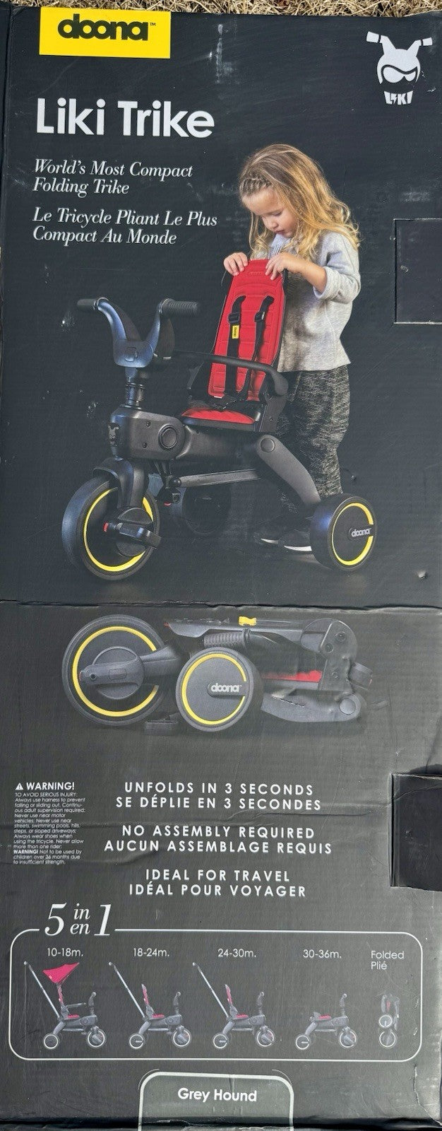 Doona Liki Trike S1 Grey Hound – 5-in-1 Folding Toddler Trike – Excellent Condit