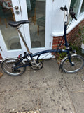 Brompton M6L Folding Bike , Blue 6 Speed, Dynamo lights and mudguards