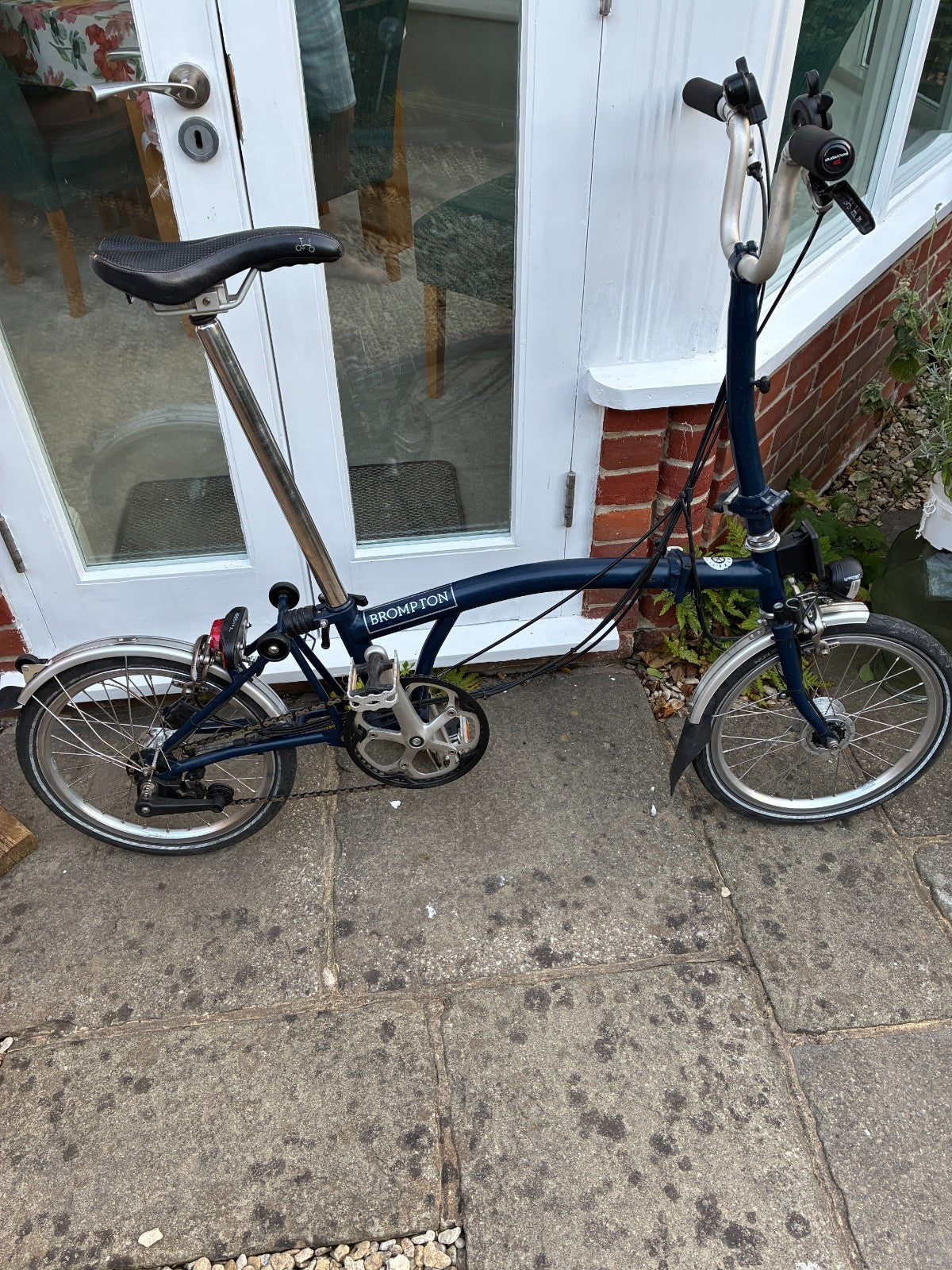 Brompton M6L Folding Bike , Blue 6 Speed, Dynamo lights and mudguards