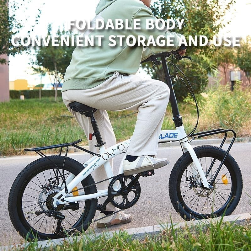 20" Folding Bike Adult 7-Speed Lightweight Disc Brake Urban Commute