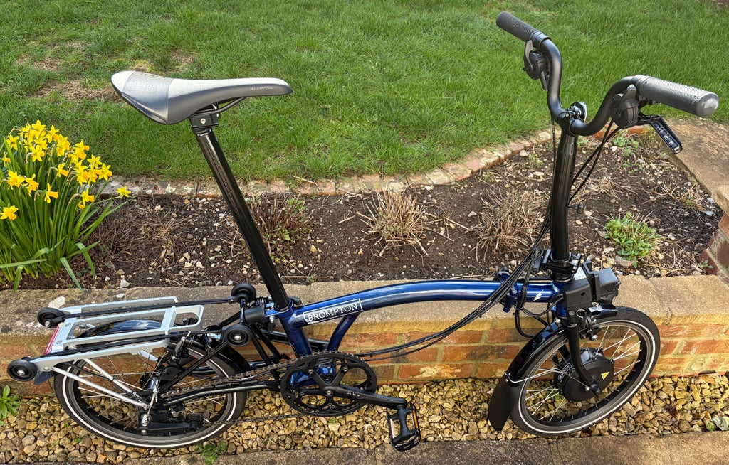 Brompton Folding Bike with 6 speed gears in Metallic Blue