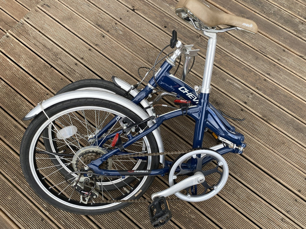 🔥Rare Chevrolet Chevy 20in Folding Bike 6 Speed Shimano Revoshift Blue