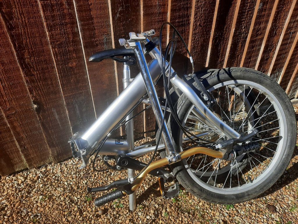Folding Bike 20in Wheels Aluminium 7-Speed Grip Shifter V-Brakes Silver/Gold