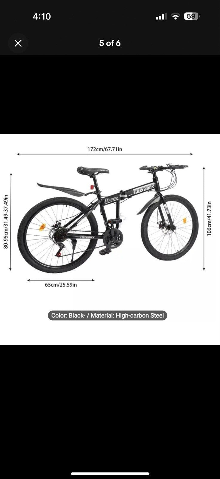 Mountain Bike 26" Wheel MTB 21 Speed Adult Bicycle Folding Bike Black &White UK