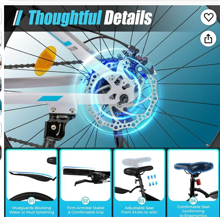 21 Speed 26 Inch Mountain Bike, Foldable Mountain Bike