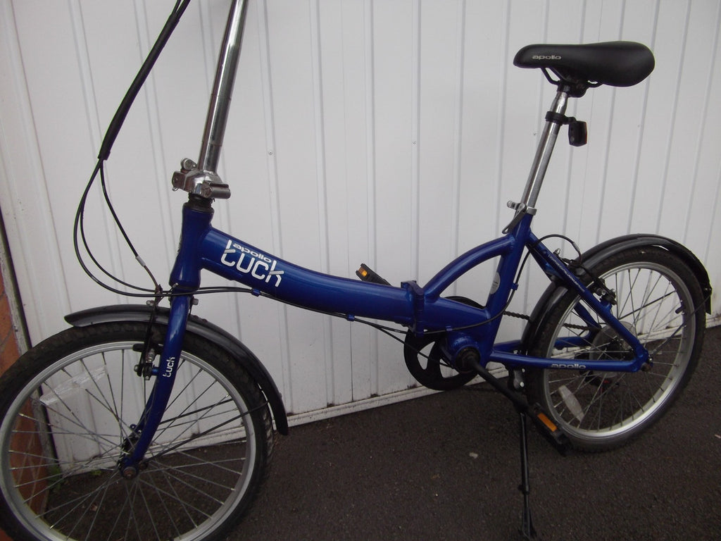 Apollo Tuck Folding Bike 20in Blue 6-Speed V-Brake Kickstand