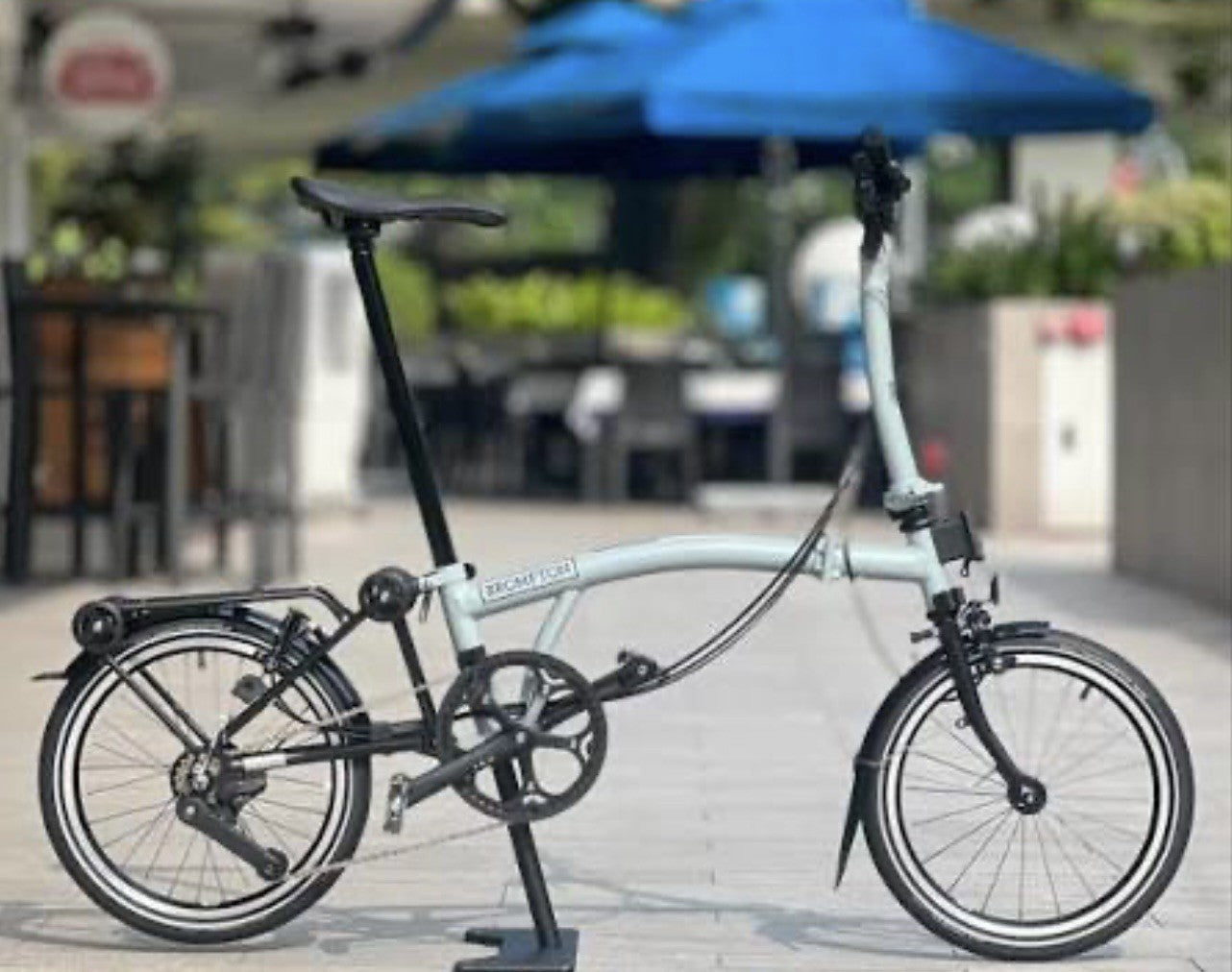 Brompton P-Line 4 Speed Folding Bike 16in High Bar, Lunar Ice