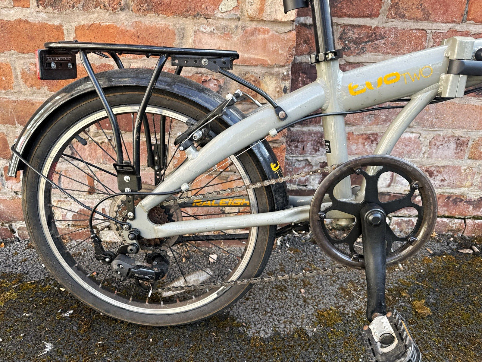 Raleigh Evo Two 20in Folding Bike Rim Brake Rear Rack MISSING PEDAL