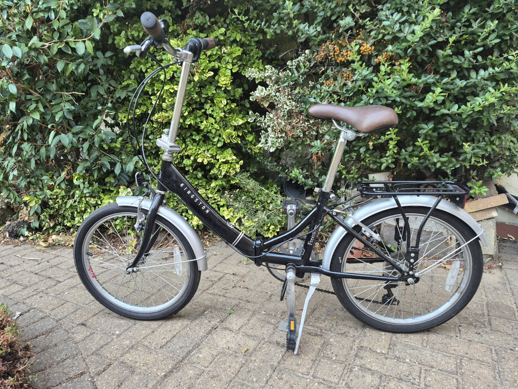 Kingston Folding Bike Black/Silver Steel Flat Bar, Rack, Mudguards, Kickstand