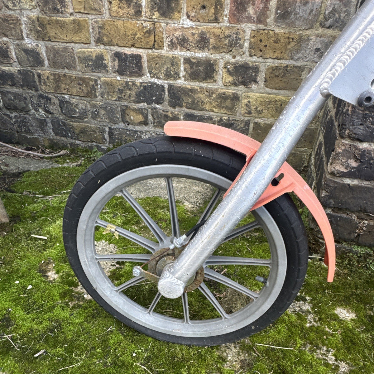 Strida 16in Folding Bike 1 Speed Small Silver/Pink Mudguards Rear Rack