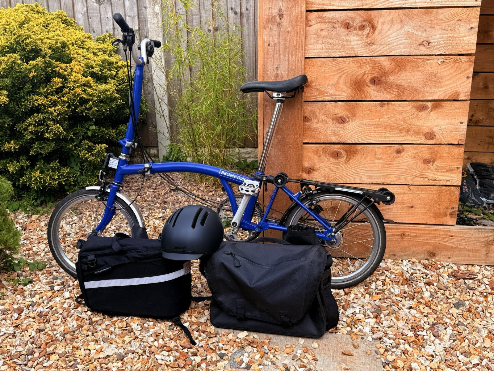 Brompton C Line 16in Blue Folding Bike, Mudguards, Rear Rack, Reflectors
