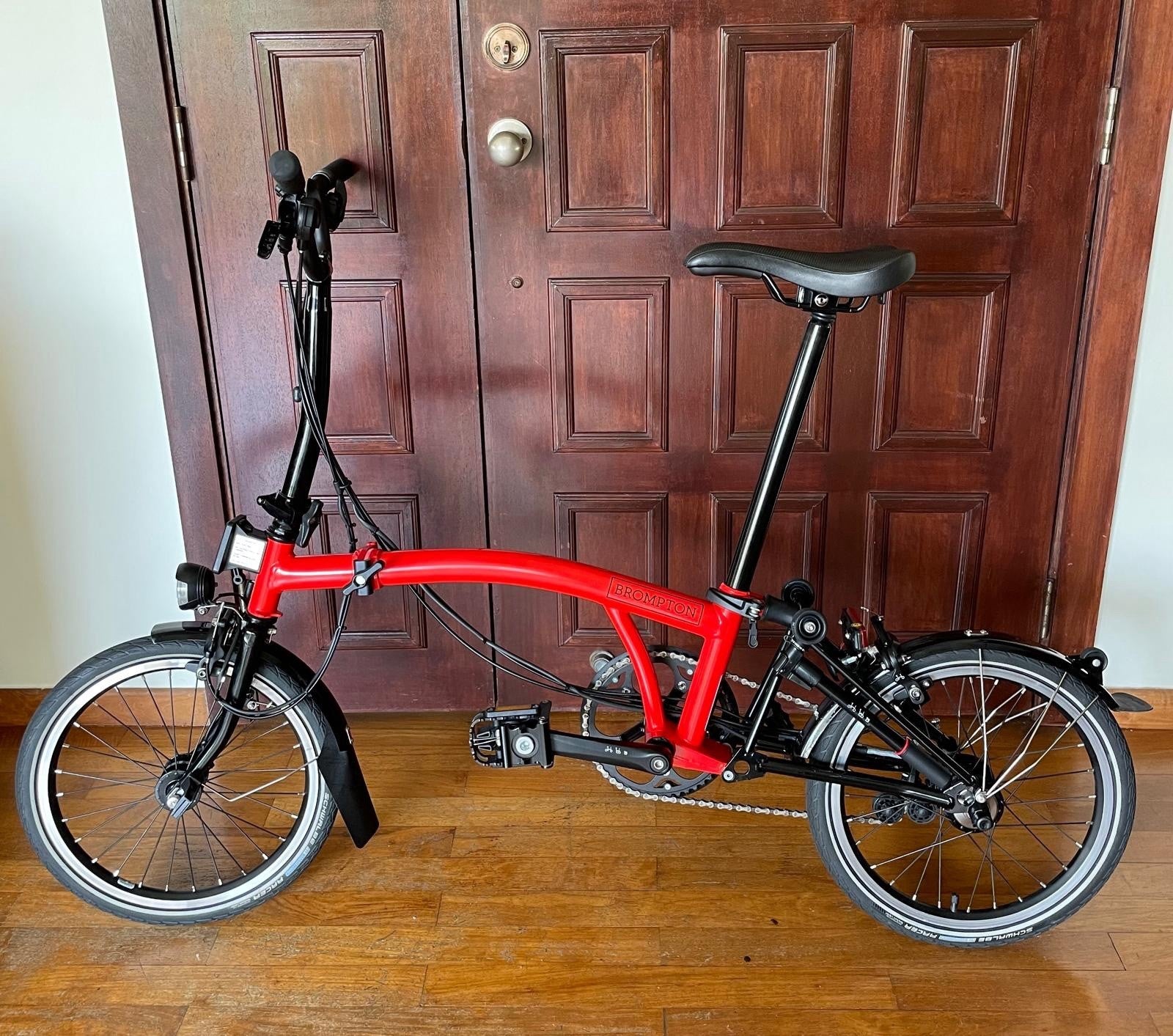 Brompton M6L Black Edition Rocket Red 6 Speed Dynamo Lights