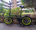 BELDERIA X7 20in Folding Bike Black/Green Disc Brakes Rear Rack Mudguards