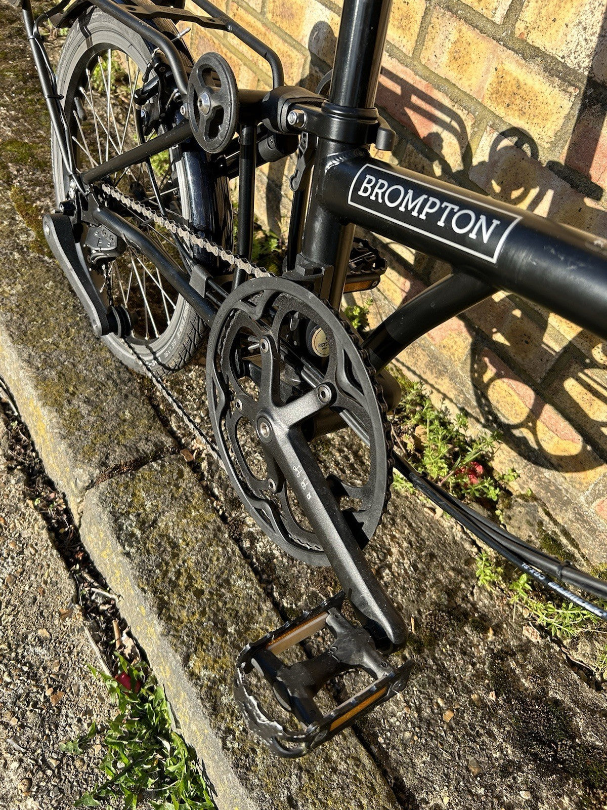 Brompton C Line E Folding Bike 2024 4 Speed Black Silver with rack and pump