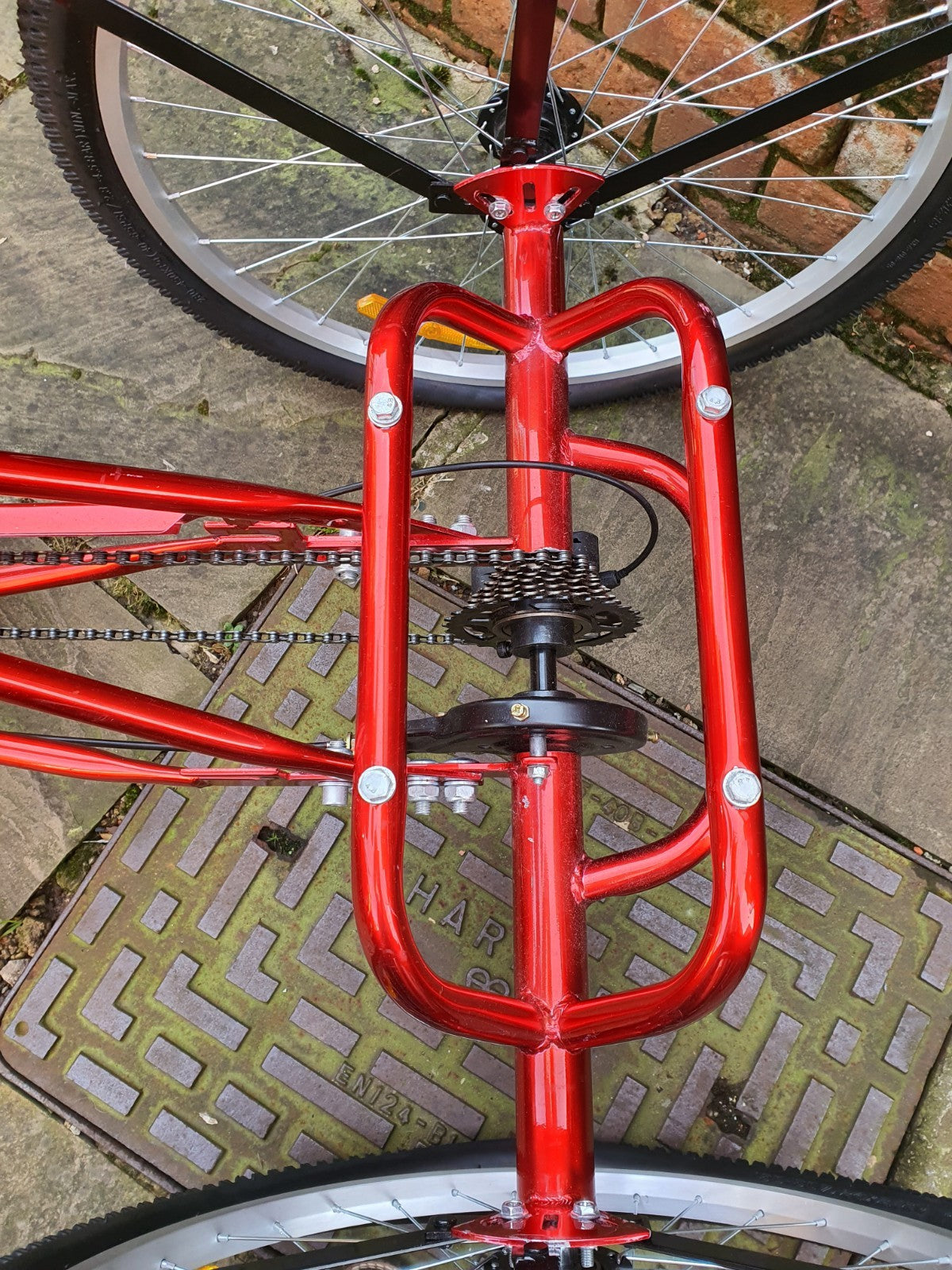 Brand NEW NEVER RIDDEN Adult RED Folding Tricycle. Basket & 7 Derailleur Gears.