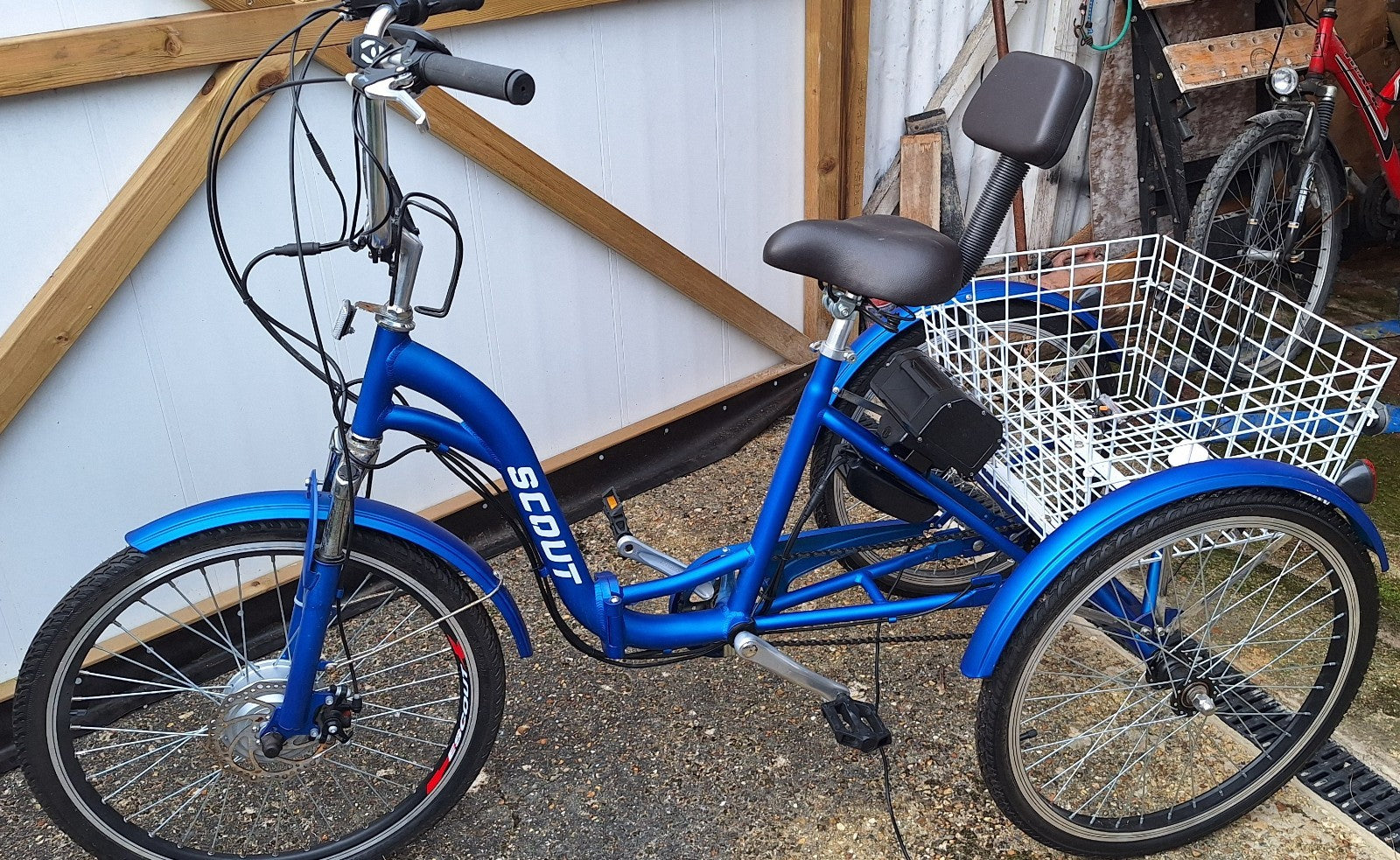 Trike Scout Electric 24" Tricycle Adults Seniors Foldable 6 Speed With Basket