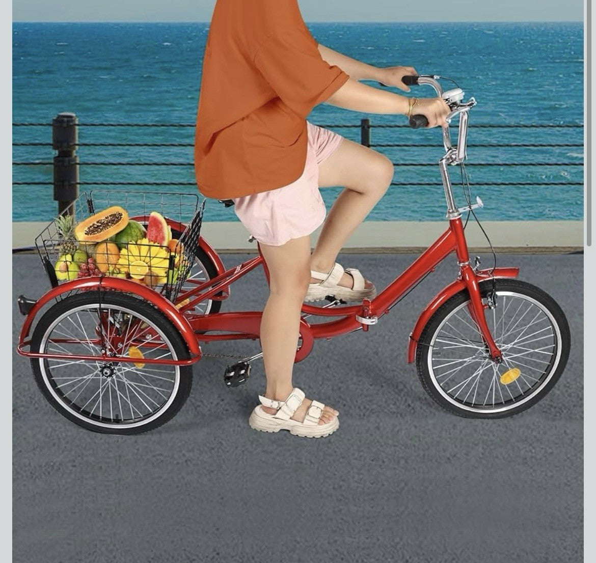 20 Inch Adult Tricycle Folding Model, Seniors Shopping Cargo Trike