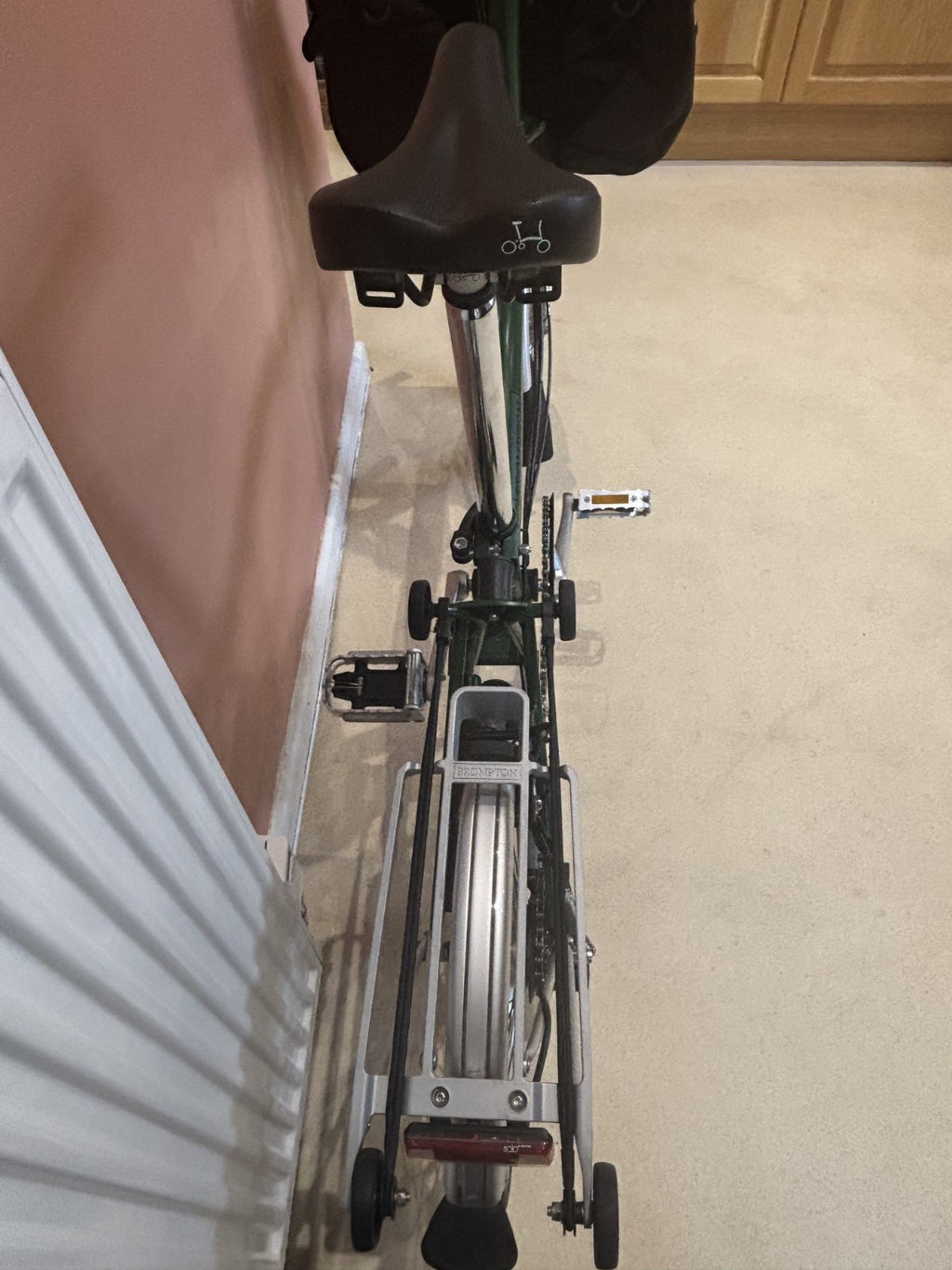 Brompton m6r folding bike, Green with Dynohub lighting, rack & mudguards