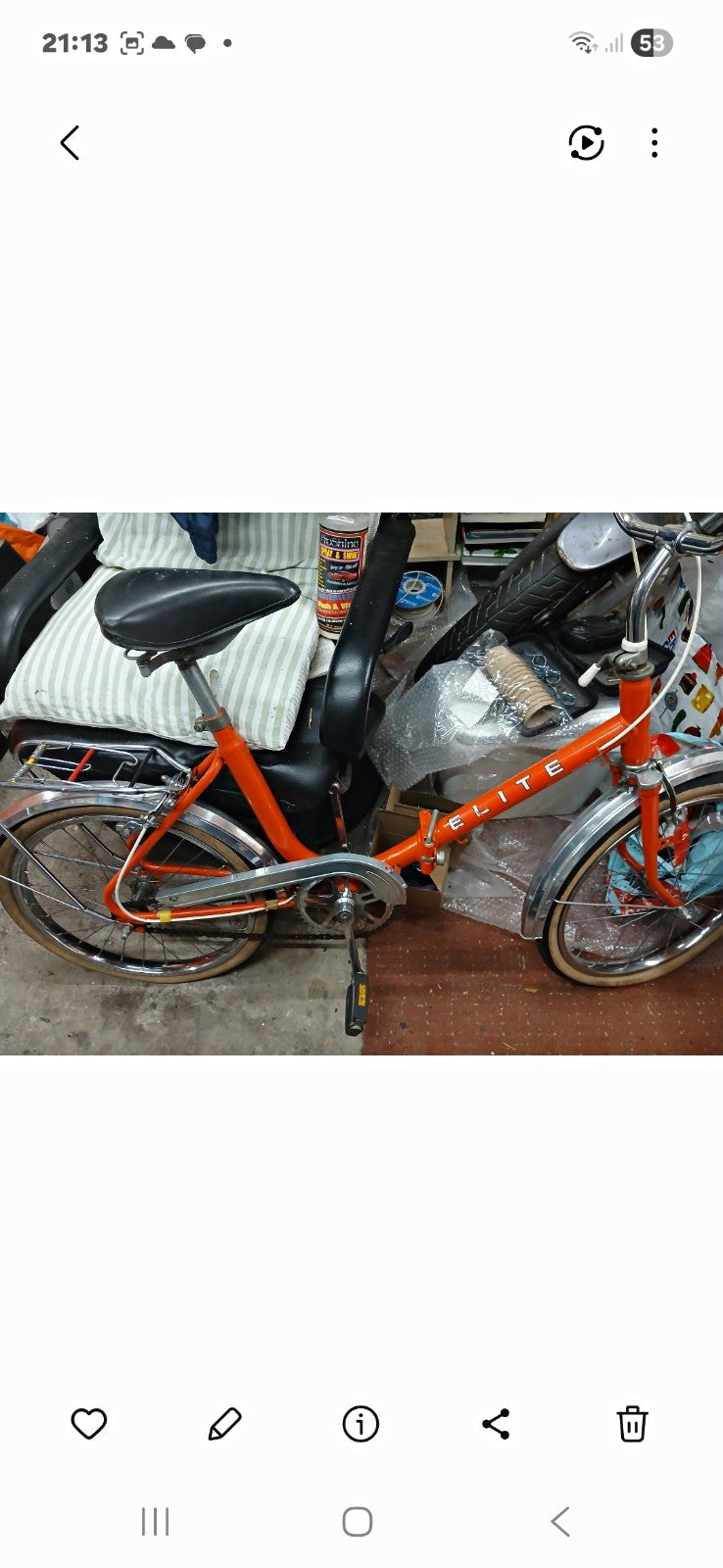 Elite 20in Folding Bike Orange/Silver Mudguards Rear Rack Chain Guard