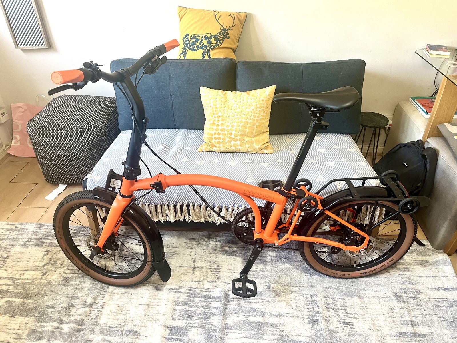 Brompton G Line Adventure Orange w Mudguards and Rack 8 Speed, Large
