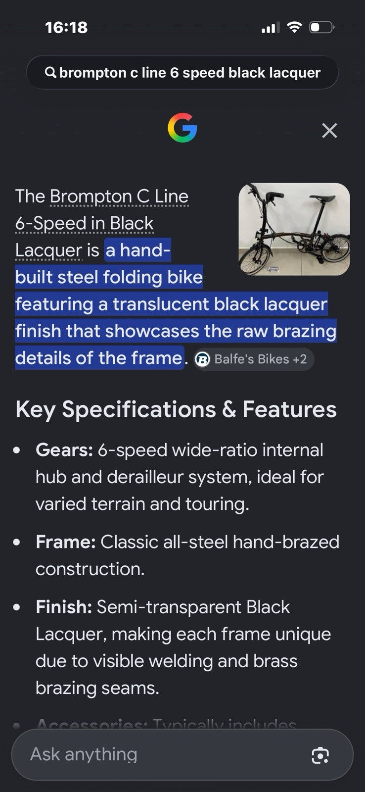 Brompton C Line 6-Speed Black Lacquer Edition Low Bar