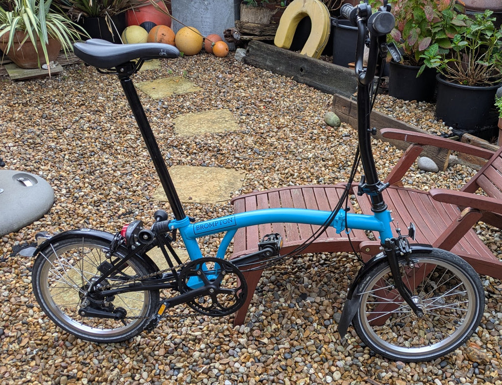 Brompton C Line Black Edition - 6 speed  folding Bike - Sky Blue - VGC!