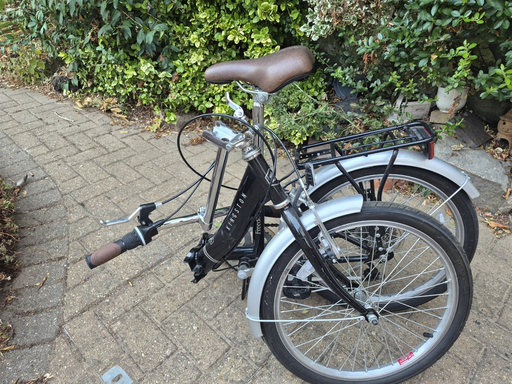 Kingston Folding Bike Black/Silver Steel Flat Bar, Rack, Mudguards, Kickstand