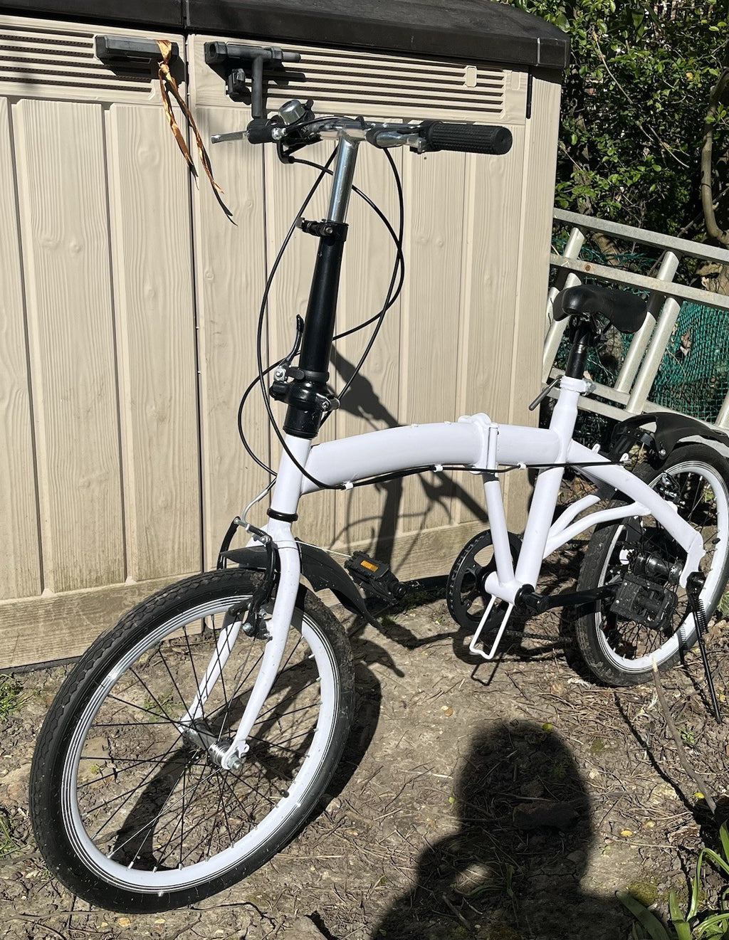 20 inch Unisex Folding Bike Adult City Bike 7 Speed Disc Brakes Bicycle White
