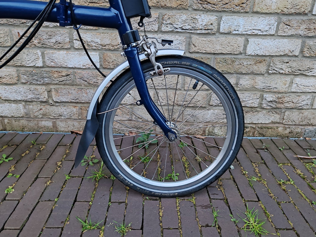Brompton H6R 6 Speed Folding Bike Rack Brooks Saddle Commuter Blue