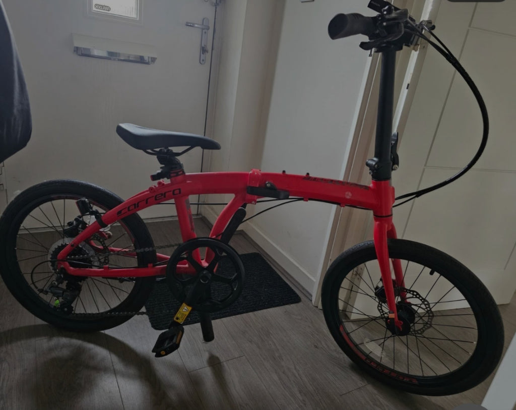 Carrera Transit Folding Bike 20in Wheels Red Flat Bar V-Brake Unisex Adults