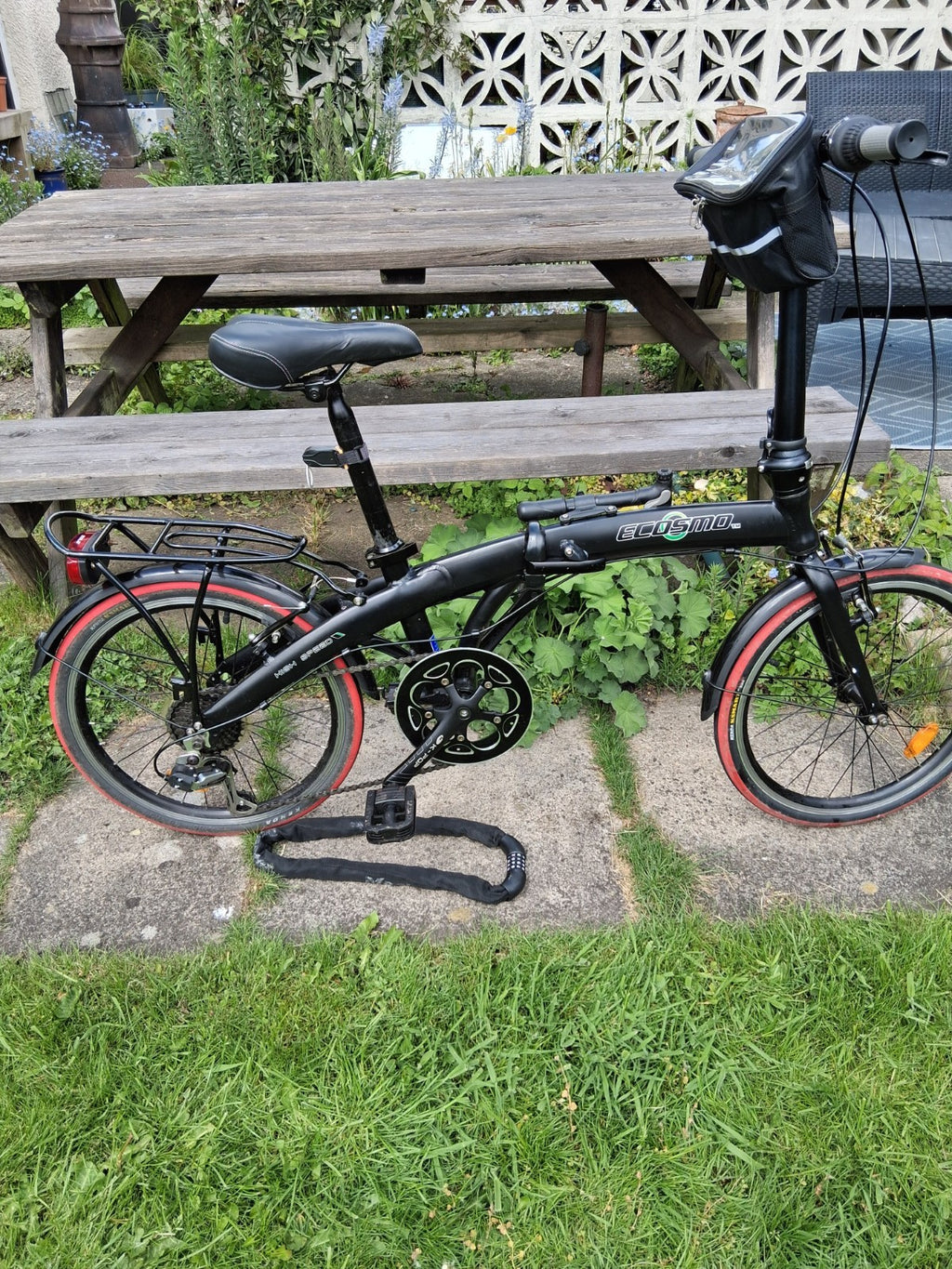 Ecosmo  20" Wheel 12kg Lightweight Alloy Folding City Bicycle - Black 7 speed