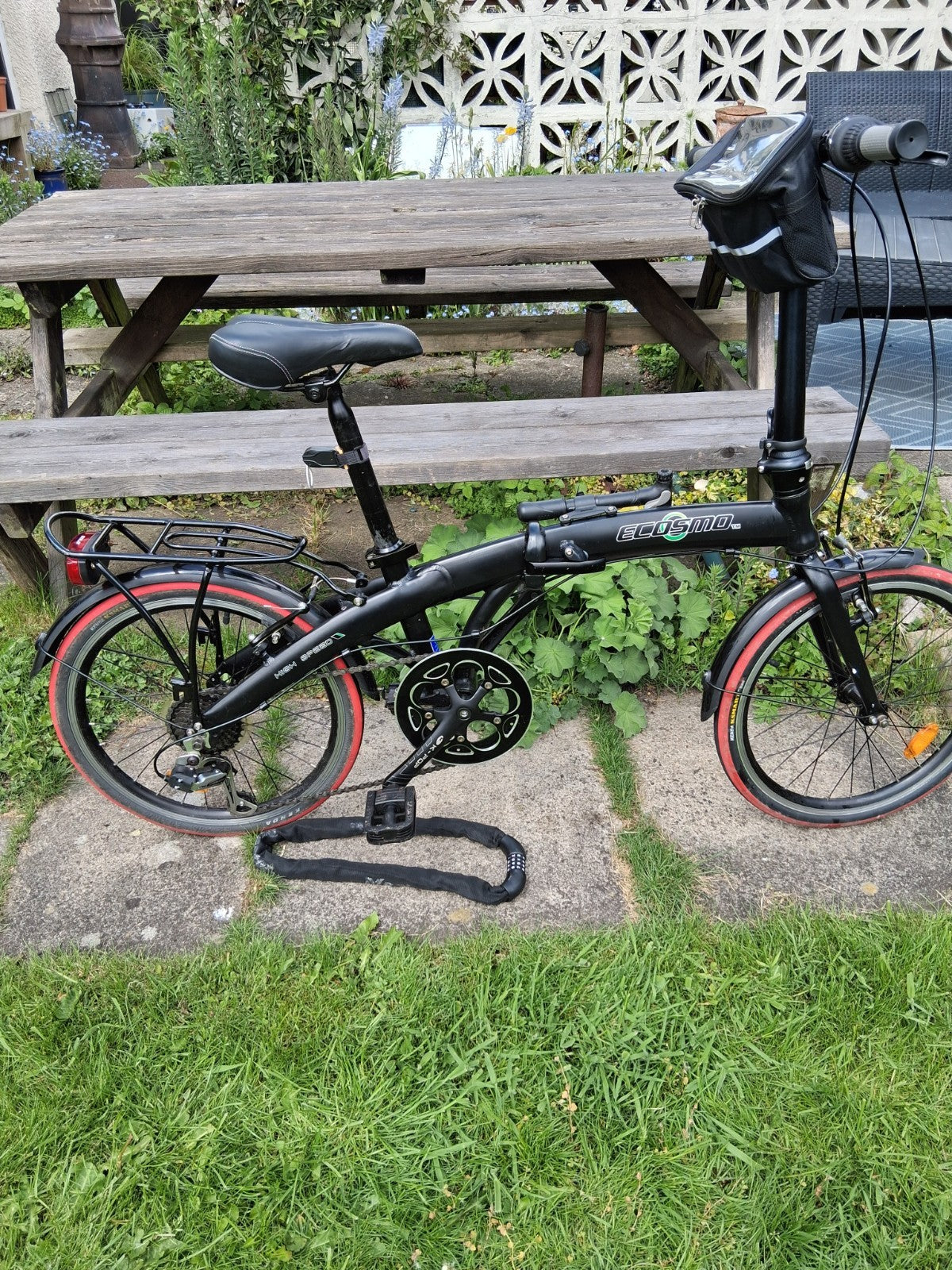 Ecosmo  20" Wheel 12kg Lightweight Alloy Folding City Bicycle - Black 7 speed