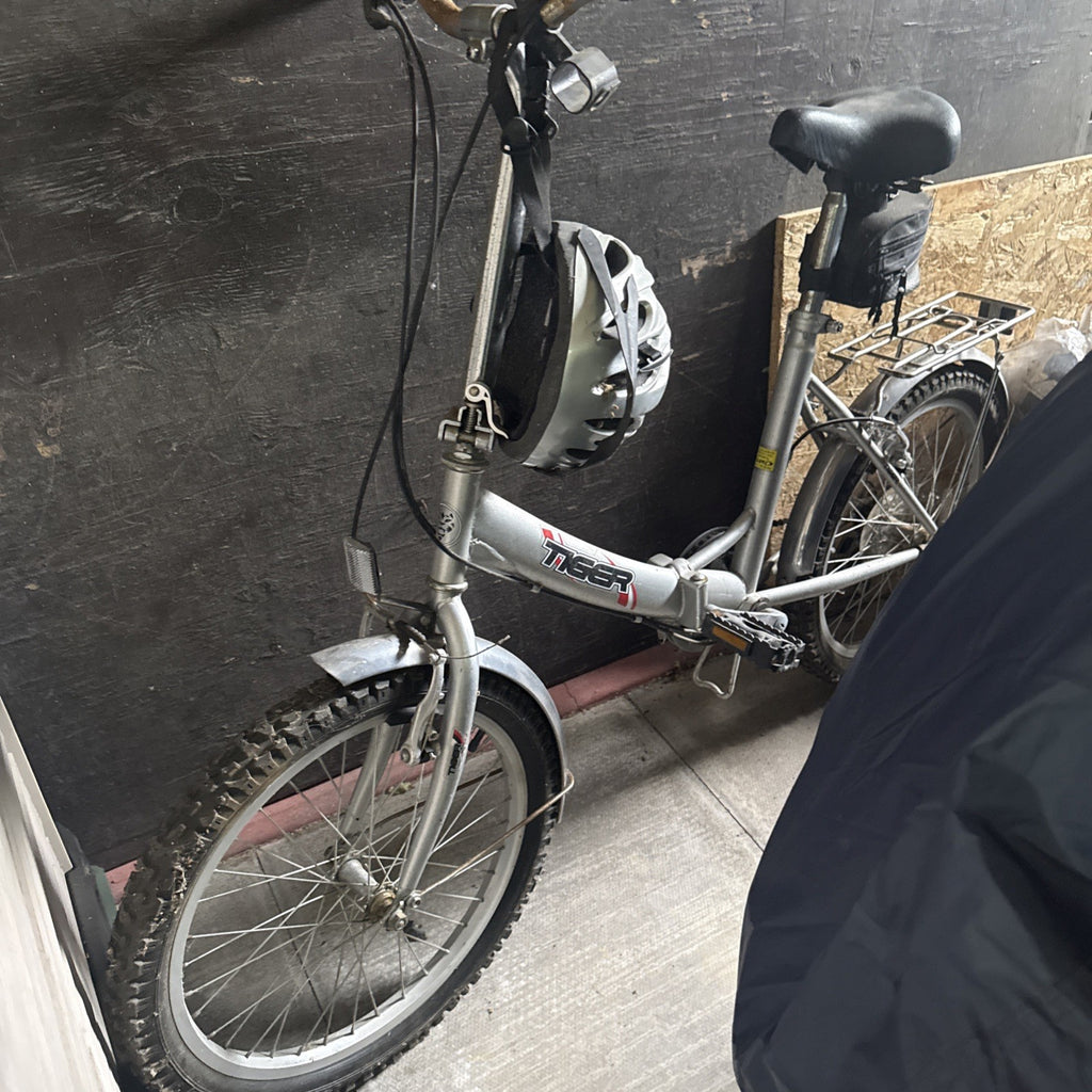 fold up bicycle,silver,tiger