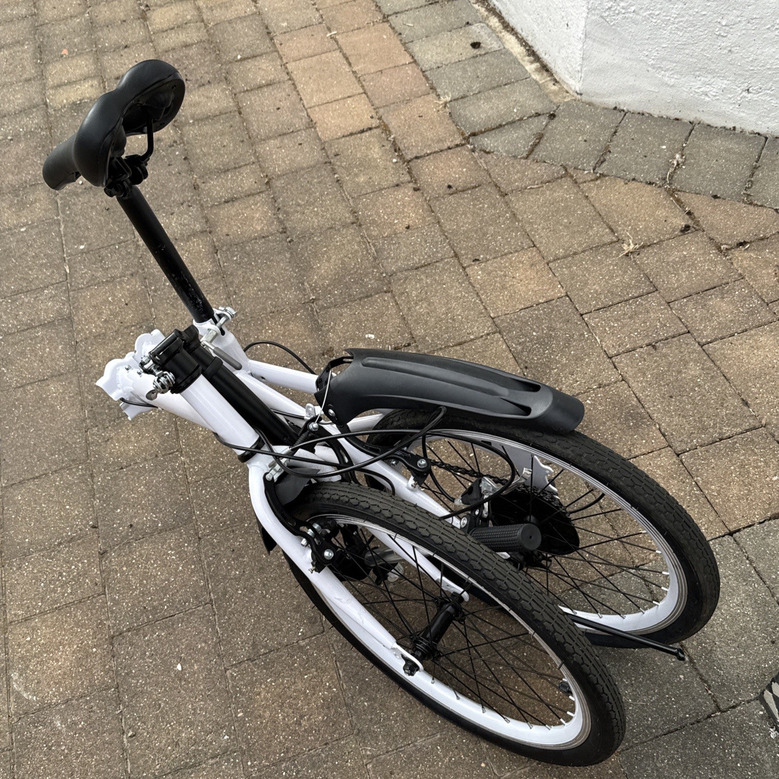 White Folding Bike Foldable City Bike for Adult 20" Commute Bicycle 6 Speed Gear