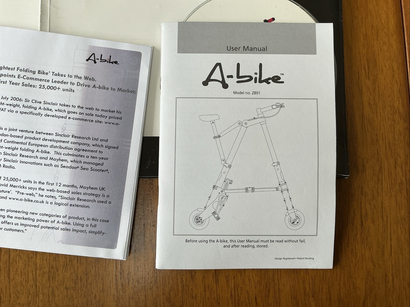 A-Bike From Sinclair Research Folding Bike Rare With Press Kit