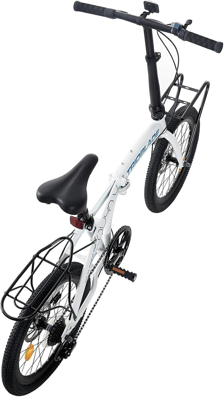 20 Inch Folding Bike 7-Speed Lightweight Aluminum Frame with Rear Carrier