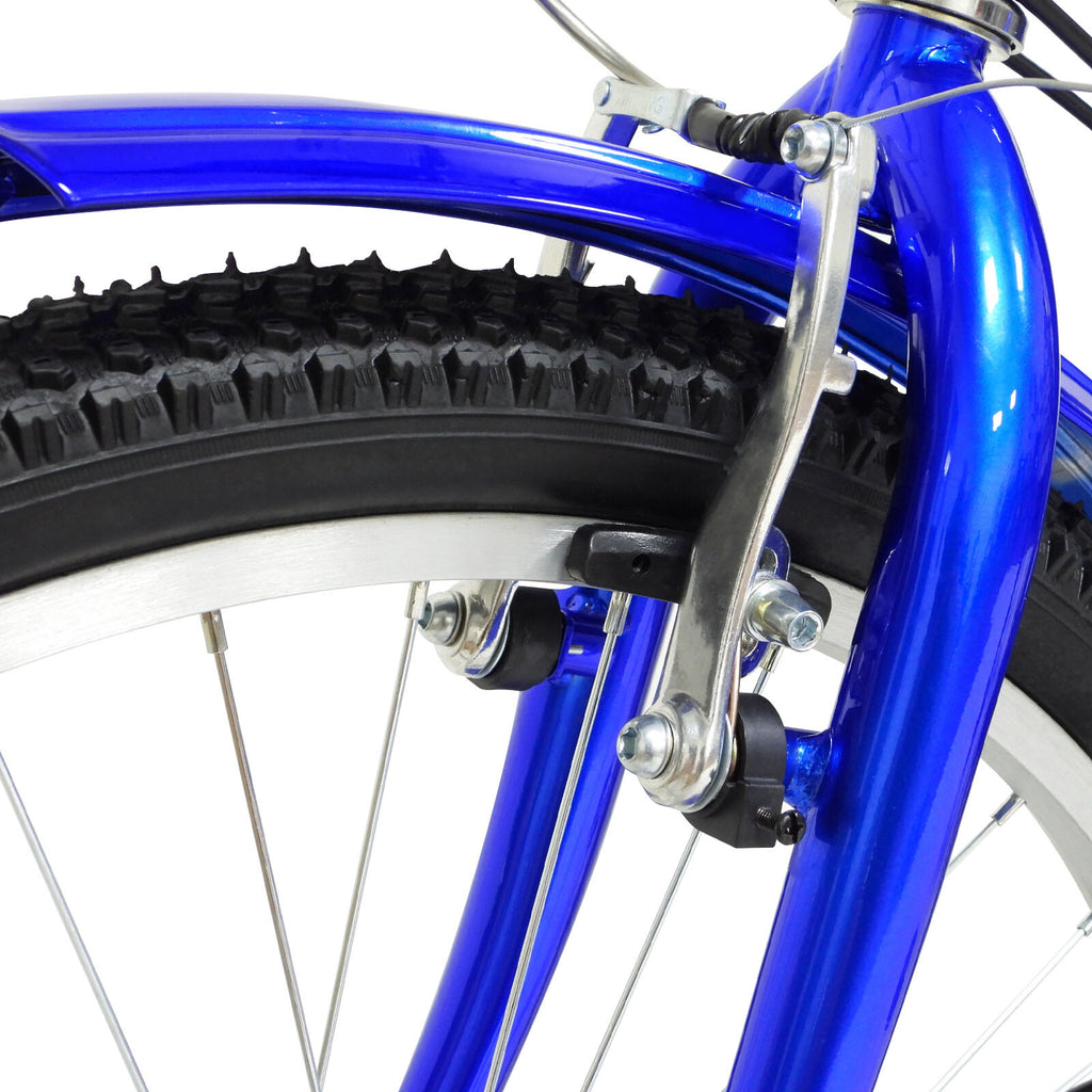 With Basket Blue UK 24 Inch Adult Trike Tricycle Foldable 3 Wheel Bike 7-Speed